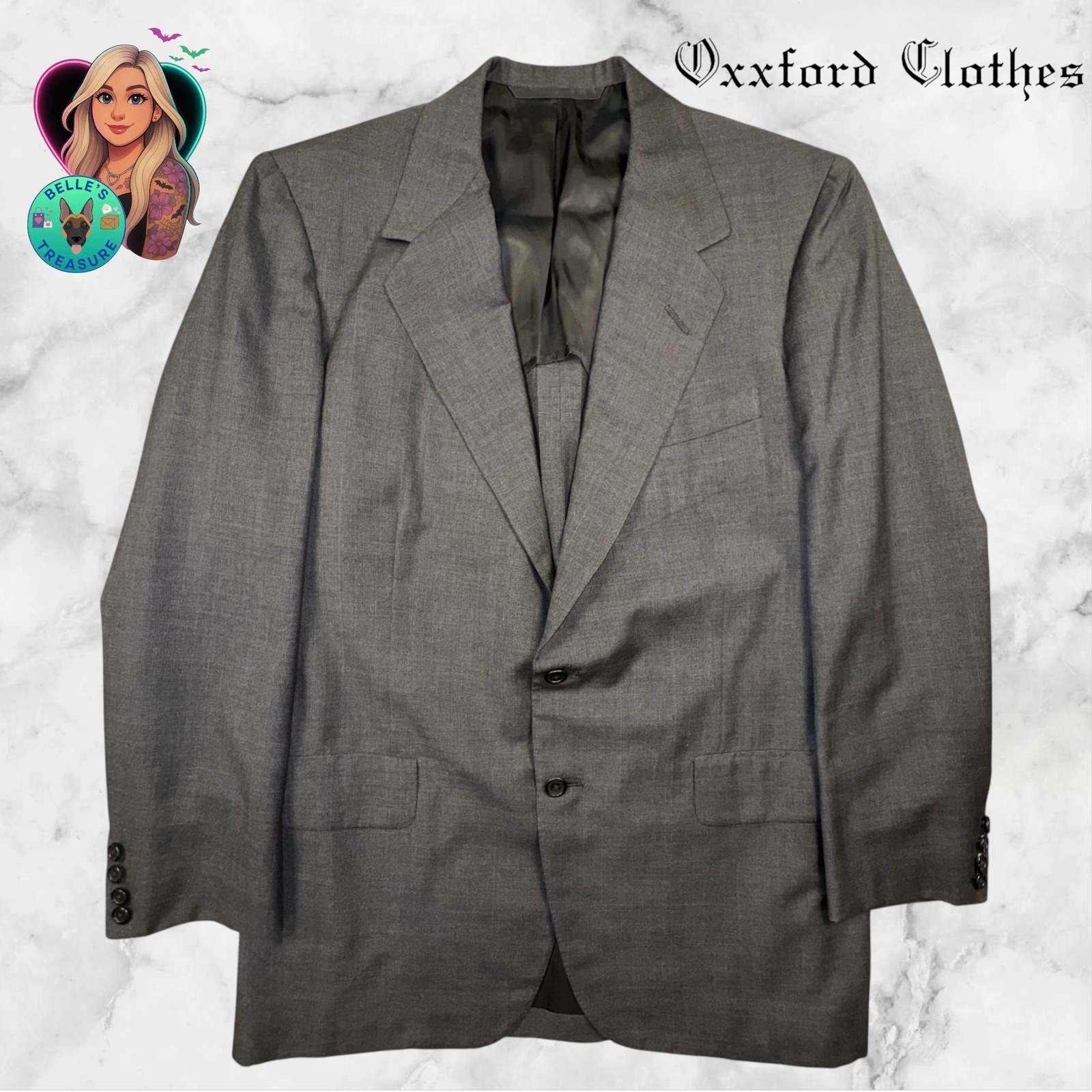 Oxxford Clothes Blazer Men's 40r Super 100s 2 Button Windowpane Gray Suit Jacket